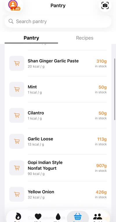 Pantry items list
