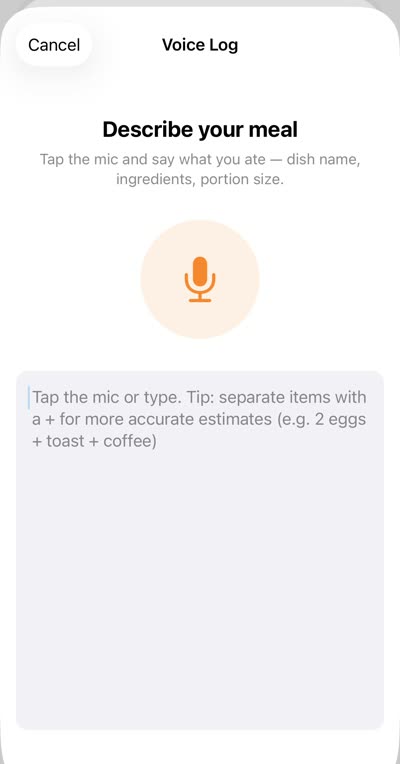 Voice logging screen